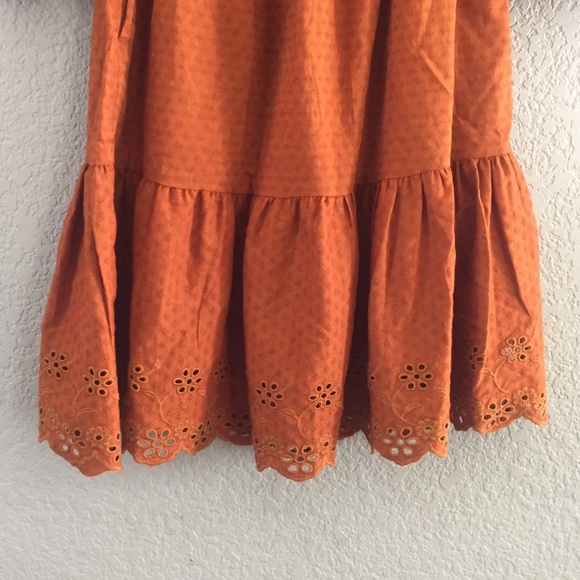 Universal Threads Rust Eyelet Ruffle Sleeve Dress - Picture 3 of 8